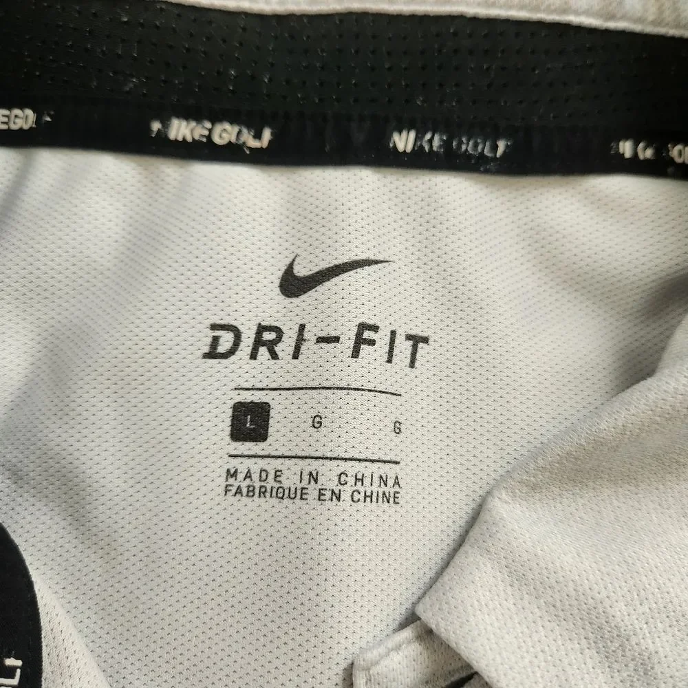 Nike Golf Dri Fit Standard Men's Golf Polo Shirt Black‎ and White Size Large